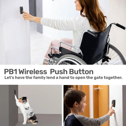 Slick Wireless Gate And Door Access Push Button Surface Mounted Momentary Release Switch used by family members and pets.