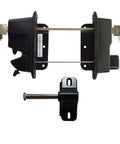 Heavy Duty Black Zinc Diecast Metal Gravity Latch With Key Lock And Keyed Alike Design Fits Vinyl Wood Or Metal Gates, including lock and keys.