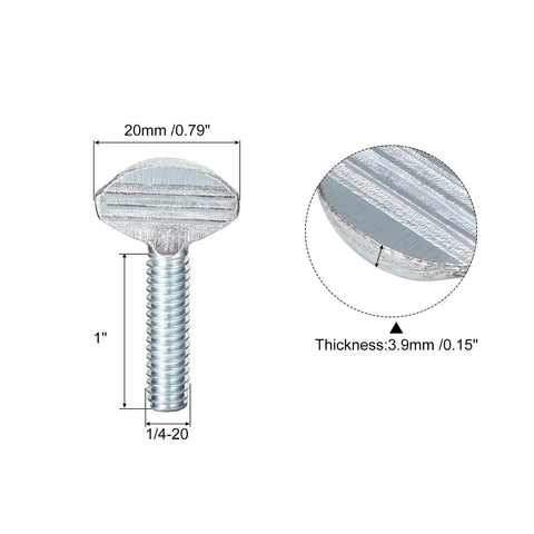 Thumb Screws One Quarter Inch Twenty Thread Fully Threaded Carbon Steel Galvanized One Inch Long Finger Tight Racket Screws
