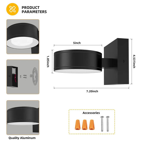 Durable Aluminum Outdoor Porch Sconce Light Waterproof Exterior Wall Lamp dimensions and installation accessories