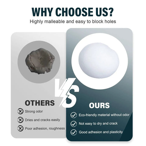 Comparison of Heavy Duty Waterproof Patching Paste And Dependable Repair Mastic with other compounds highlighting benefits and features.