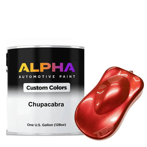 Shop Grade Automotive Basecoat Midcoat Refinishing Paint Gallon Bundle Ready To Roll With Medium Reducer and red color sample.