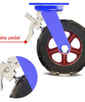 Tough As Nails Heavy Duty Industrial Caster Wheels 4 Pack with brake pedal, solid rubber wheels and steel bracket design.