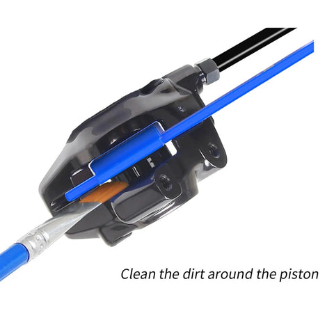 Bike Brake Caliper Piston Cleaning Tool Dope 3D Printed Polymer Piston Cleaner For Dust Oil Buildup Removal in use on brake piston
