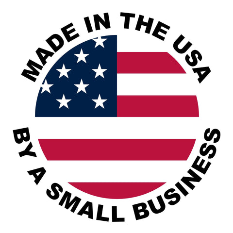 American flag logo with text "Made in the USA by a Small Business"
