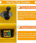 Top Shelf 220 Volt Electric Pipe Threader And Cutter Machine Featuring Kickass Bspt And Npt Die Sets gear shift lever and waterproof switch