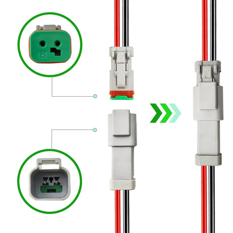 14 Gauge 2 Pin DT Waterproof Connectors Kit With 2 Wire Quick Connect Harnesses For Cars Trucks And Boats 4 Pack