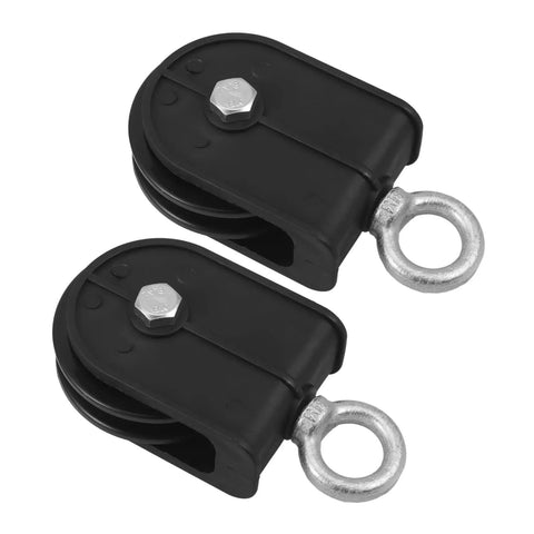 Heavy Duty 70mm Stainless Steel Cable Pulley Block Set With Silent Swivel Lifting Wheel For DIY Gym Pulley System, black dual blocks