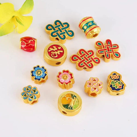 Snag These Dope Oil Drip Beads For DIY Jewelry Making With Ten Sand Gold Acrylic Bracelet Spacers And Necklace Earring Craft Findings To Level Up Your Creative Sessions. Colorful gold acrylic beads with intricate designs for jewelry crafting.