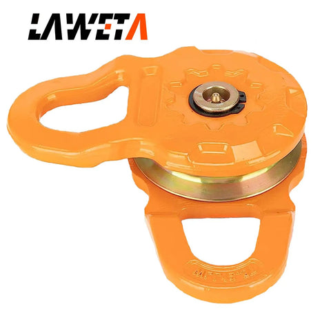Orange Snatch Block Recovery Winch Pulley 25,000 Lbs Rating with metallic components, 12.5 Ton MBS, 6 Ton WLL.