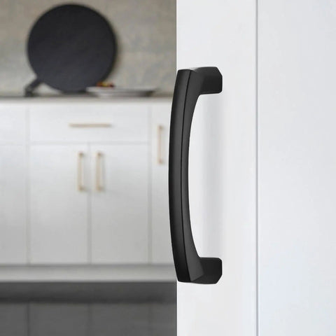 2 Pack 3 Inch Matte Black Cabinet Handles Zinc Alloy Drawer Pulls on white kitchen cabinet