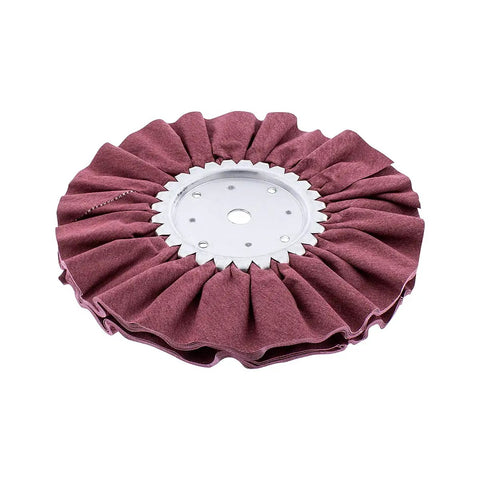 Kick Ass 10 Inch Red Airway Buffing Pad With Rock Solid D50 Treatment For Heavy Cut And Color Correction On Aluminum And Steel Fits Standard Half Inch And Five Eighth Arbors, close-up view of the pad.