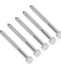 Half Thread Hex Lag Screw M8x130mm Self Tapping Wood Bolt For Carpentry Stainless Steel A2-70 Rust Resistant High Hardness, pack of 5