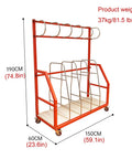 Heavy Duty Vertical Storage Cart With Five Separate Compartments And Smooth Rolling Caster Wheels Built Like A Tank For Hella Sturdy Garage Workshop Organization And Tough Material Handling, 190x150x60cm.