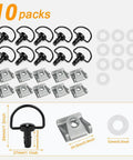 No Sweat 1/4 Turn Quick Release Fasteners With Universal D Ring Clips For Car Panel Trim and Bike Fairings That Actually Hold Firm Includes Ten Heavy Duty Iron Pieces Built Like A Tank, 10 packs with clips and washers.