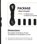 Elastic No Tie Shoe Laces With Screw Lock System Turn Your Shoes Into Quick Slip Ons Grab And Go Comfort For Adults Kids And Seniors Never Tie Your Laces Again Two Pairs Of Stretchy Hassle Free Lacing. black elastic laces, 47 inch, with 4 metal turnbuckles