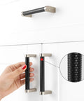 Black And Nickel Knurled Cabinet Pulls Three And Three Quarter Inch Hole Centers Solid Metal Handles for kitchen cabinetry