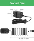 Plug And Play 6V DC 1A Power Adapter From 100-240V AC To 6V DC With 5.5mm X 2.1mm Plug, 1.5m cable, shown coiled with measurements.