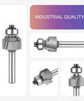 Top Shelf 1/8 Inch Radius Roundover Router Bit With Sharp Carbide Cutting Tips And Rock Solid Bearing Guide for smooth edges.