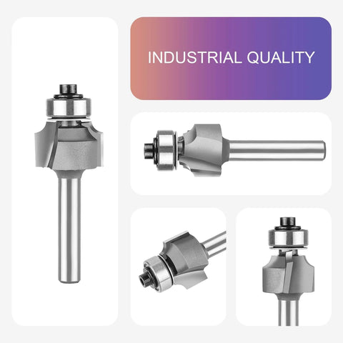 Top Shelf 1/8 Inch Radius Roundover Router Bit With Sharp Carbide Cutting Tips And Rock Solid Bearing Guide for smooth edges.