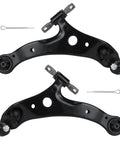 Top view of black steel Front Lower Control Arm With Ball Joint Kit For Lexus ES300 02 03 ES330 04 06 RX330 04 06 RX350 07 09 Toyota Camry 04 06 Highlander 04 07 Solara 04 08 Direct Fit Two Piece Suspension Kit with clips.