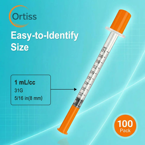 1 mL Pro Grade Fluid Transfer Tips For Lab Dispensing 31 Gauge Five Sixteenth Inch Long Eight Millimeter Individually Sealed Pack Of 100 For Clean Consistent Delivery And Accurate Measurements, labeled 1 mL/cc