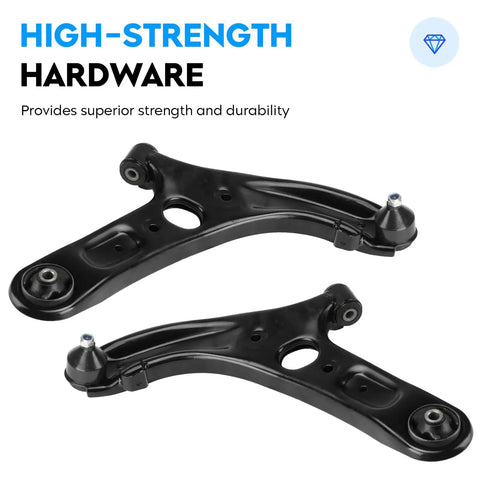 Front Lower Arm With Ball Joint Kit For Hyundai Elantra 2011 to 2016 Veloster 2012 to 2017 Elantra Coupe 2013 to 2014 Elantra GT 2013 to 2017 Driver And Passenger Side 2 Piece Suspension Kit, black steel control arms