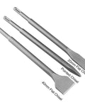 Three chisels from Six Piece SDS Plus Concrete Drill Bit Set With Point Chisel And Flat Chisels For Rotary Hammer Drills 20 Mm And 40 Mm