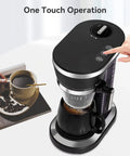 All In One Coffee Maker With Built In Grinder And Steam Pressure Technology For Bold Bean To Cup Drip in use with one touch operation.