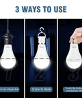 Rechargeable Emergency Light Bulbs With 1500mAh Battery Backup For Power Outages 15W 80W Equivalent LED Bulbs 3 usage modes