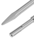 Close-up of Masonry Chisel Set Four Piece For Rotary Hammer Drills Includes Point Flat Wide Scaling Tile Chisels Built Tough As Nails With 40CrMo Alloy Steel
