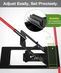 Ultimate Golf Alignment Sticks Holder With Angle Adjustable Training Aid showing black base with red rods