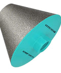 Blue Pro Grade Diamond Beveling Chamfer Bits For Countersinking And Enlarge Holes In Tile Marble Glass Granite Ceramic 27mm To 82mm Dia With 5 8 By 11 Threads shown from side view