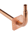 Pack Of 10 PEX Copper Stub Out Elbows With Wall Flange, 1/2 Inch Nominal, 8 Inch Length, Crimp Connection, Lead Free Copper
