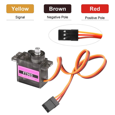 Six Pack Of FT90S 9g Micro Servo Motors With All Metal Gears High Torque 180 Degree Rotation, cable connector detail