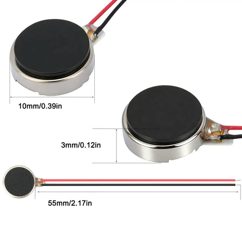 Image of Twenty Five Pack Mini Vibration Motors 3V 12000 RPM Flat Coin Dope Vibe Motors with 10x3mm size and 5cm lead wires.