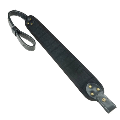 Rugged Leather Canvas Buttstock With Shell Holder Sling For 12 Gauge Shotgun And Rifle Calibers Including .22LR Black
