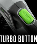 Turbo button on Cordless Electric Leaf Blower With Battery, Turbo Mode, 110 MPH Air Speed, 530 CFM, Long Runtime Up To 75 Minutes.