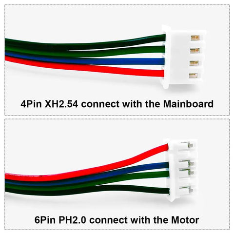 4 Pack 1 Meter 4Pin To 6Pin Stepper Motor Cables For 3D Printers, XH2.54 To PH2.0 Connectors, Nema 17 Compatible, Wiring Set