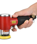 Three Inch Pneumatic Angle Grinder And Eccentric Air Polisher For Smooth Sanding and Oxidation Removal held in a hand.