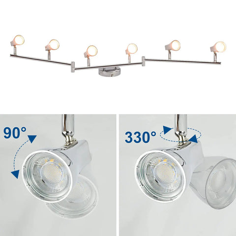 Four Light Track Lighting Kit Four Way Modern Flush Mount Ceiling And Wall Decorative Lamp With Fully Adjustable Heads 330° Rod 90° Head