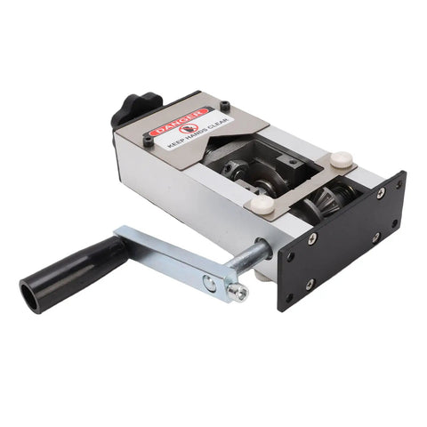 Manual Wire Stripping Machine With Fixed Steel Frame For Manual Electric Drill Powered Cranking Efficiently Strips Copper Aluminum Wires From 1 To 25mm Diameter Including Replacement Blades For Pro Results. Overview of hand-crank wire stripper.