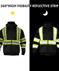 High Visibility Hoodie For Men With Reflective ANSI Class 3 Safety, showcasing dual day-night visibility