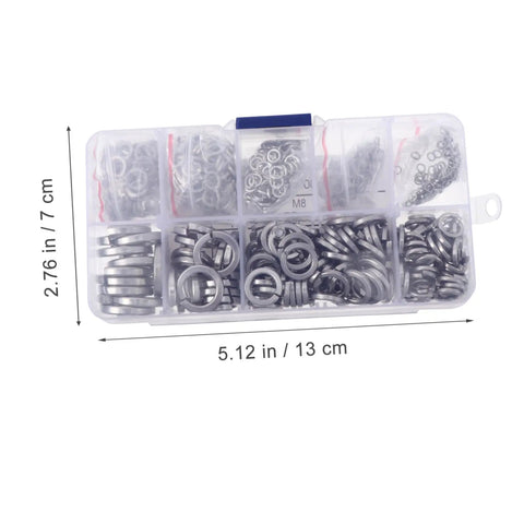 600 Pcs Stainless Steel Spring Lock Washers Set for Vibration Resistance in Automotive Electrical Applications, Heavy Duty Split Lock Washers Kit for Quick Fixes and Long Lasting Hardware Solutions. Assorted washer kit in organizer, 13 cm x 7 cm.