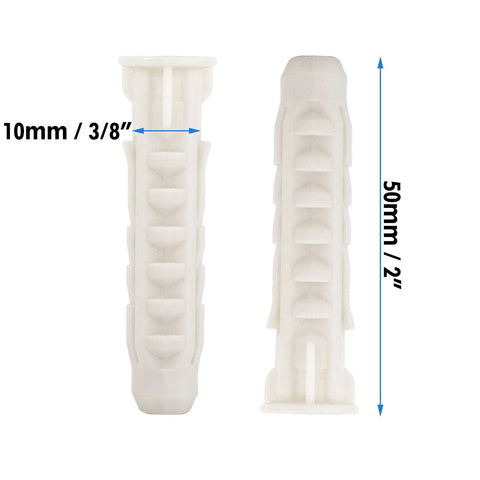 Concrete Wall Anchors For TV Wall Mount Installation Suitable For Concrete Or Brick Walls Plastic Anchor Bolts 10x50mm White 6pcs