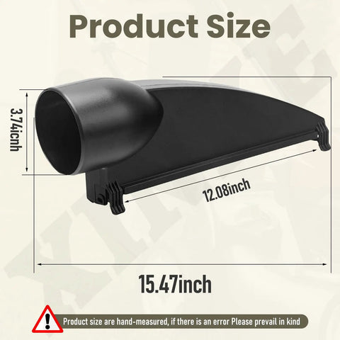 Top Shelf Replacement Planer Dust Hood Fits DeWalt Dw734 Type 1, 15.47 inch black plastic size dimensions.