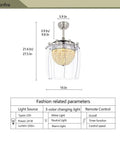 42 Inch 3 in 1 Fandelier Ceiling Fan With Remote Light Kit Dimmable LED Chandelier 8 Retractable Blades Dimensions