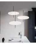 Modern Pendant Light LED Minimalist Black and White Pendant Light Restaurant Study Living Room Bedroom Home Light,Luxury(Tricolor Light,White 30cm) hanging above a dining table with black and white design.