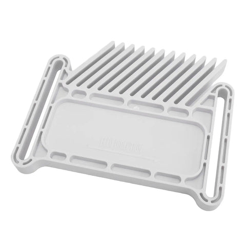 Adjustable Stackable Featherboard For Table Saw Router And Band Saw featuring wedged locking design, white plastic construction.