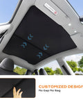 Tesla Model Y roof sunshade installed; black nano-reflective interior accessory for 2025–2026 Juniper